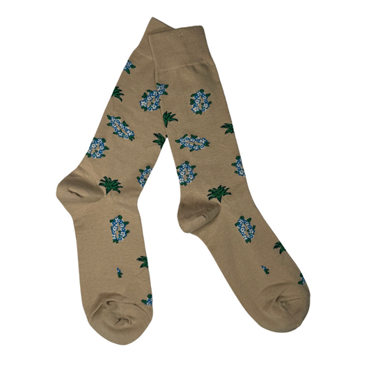 Calcetines de Algodón Flor Azul Tropical