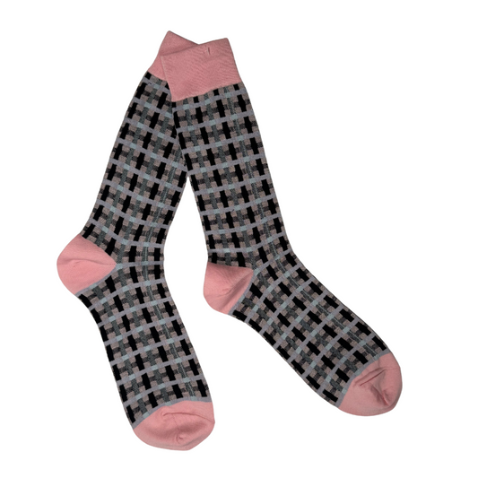 Calcetines de Algodón Grid Rosado
