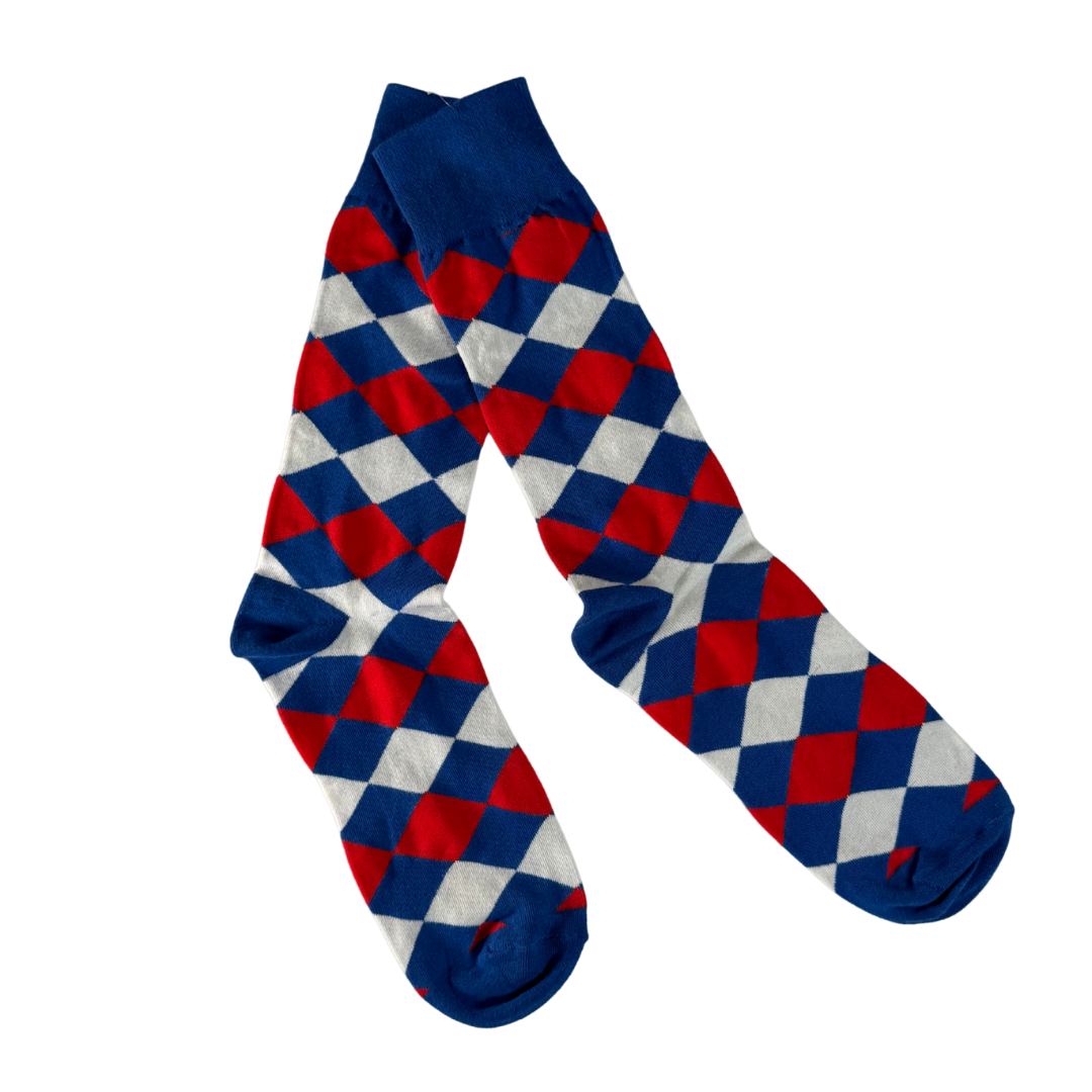 Calcetines de Algodón Rombos Azul y Rojo